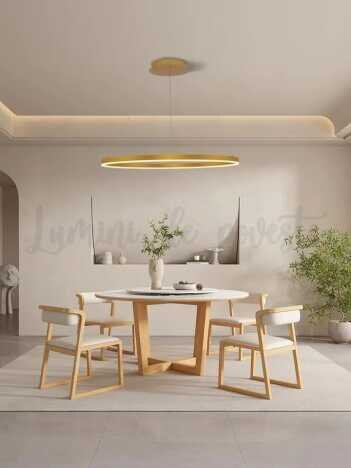 Candelabru LED 80W Minimalist 1 Slim Gold, LED inclus, 1 surse de iluminare, Telecomanda, Dimabil, L